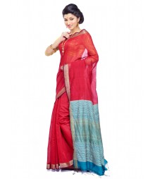 Bengal Red Colour Cotton Silk Saree CBC0017